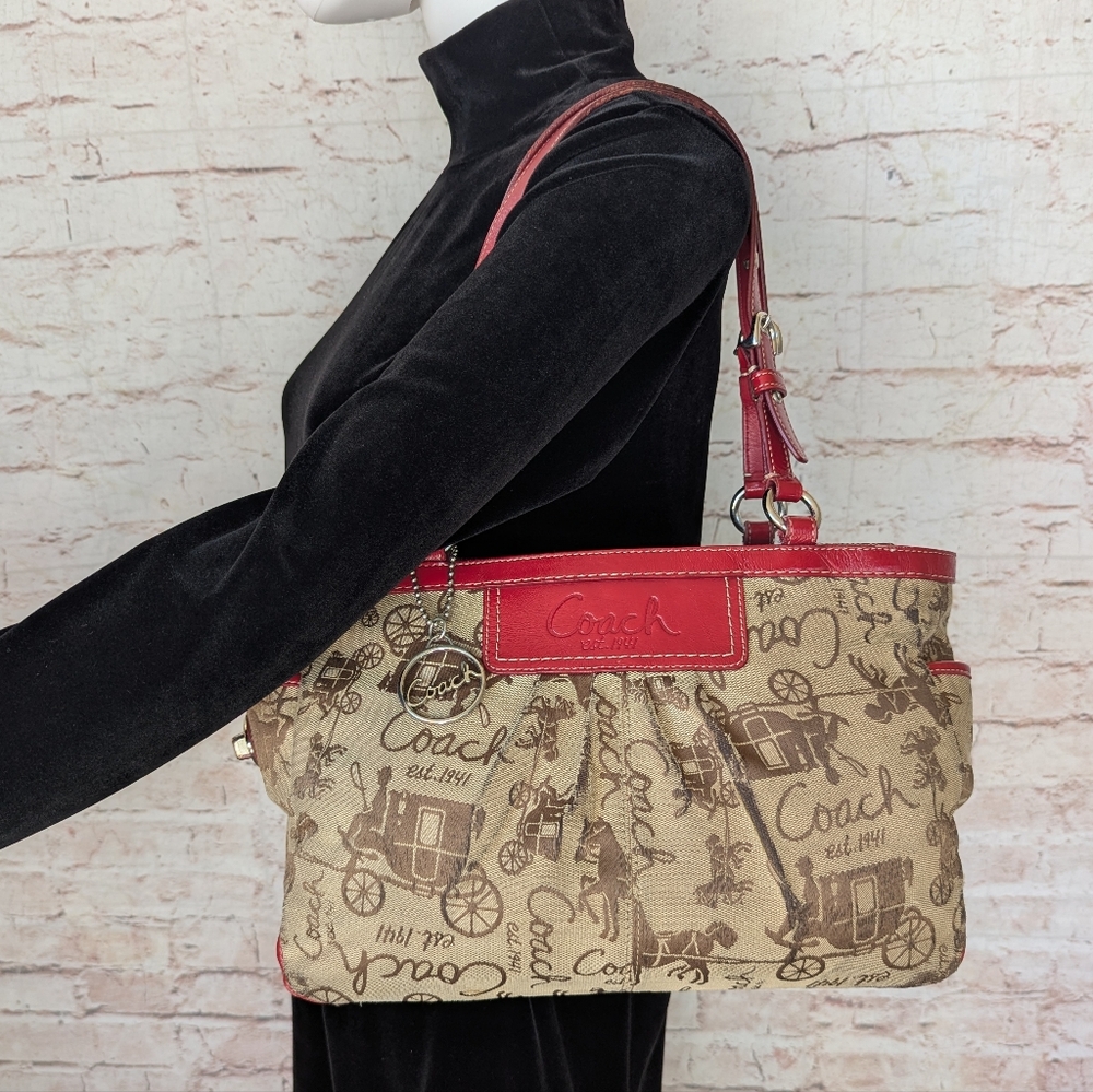 Coach Red and Tan Shoulder Bag